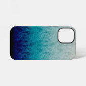 Coque iPhone 12 Mini Conception de dégradé de marbre bleu (Verso Horizontal)