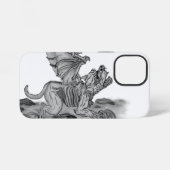 Coque iPhone 12 Mini Conception de Golem Gargoyle noir et blanc (Verso Horizontal)