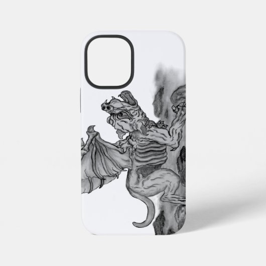 Coque iPhone 12 Mini Conception de Golem Gargoyle noir et blanc (Verso)