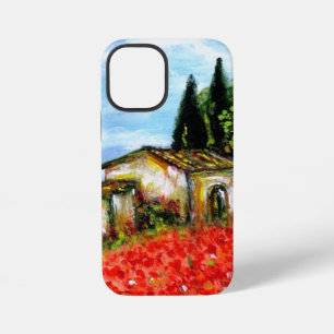 Coque iPhone 12 Mini COQUELICOTS EN TOUSCANE / Paysage avec champs de f