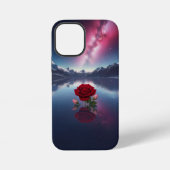 Coque iPhone 12 Mini Cosmic Rose: Galaxy Reflection on Serene Lake (Verso)