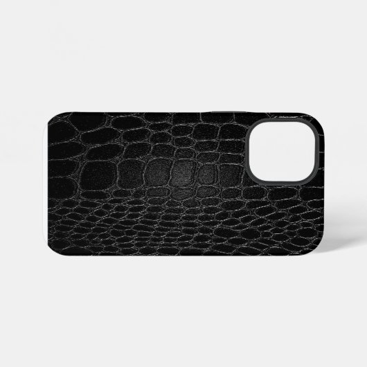 Coque iPhone 12 Mini Crocodile noir élégant (Verso Horizontal)