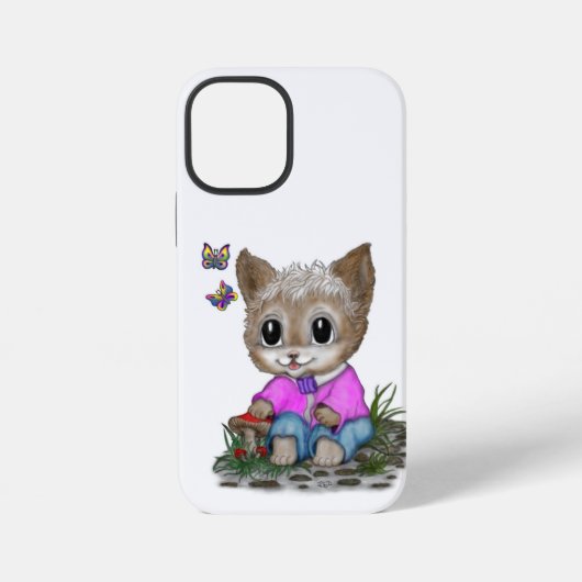 Coque iPhone 12 Mini Cute Kitty Chat et Papillon (Verso)