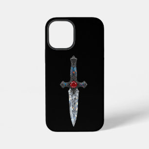 Coque iPhone 12 Mini Dague de cristal de luxe gothique Pho Ruby Red Gem