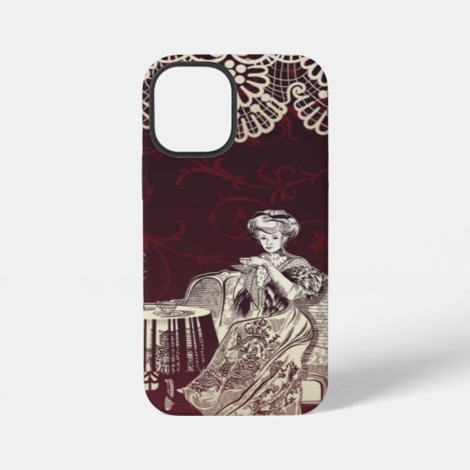 Coque iPhone 12 Mini dame boit du thé (Verso)