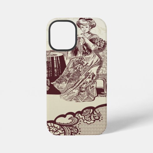 Coque iPhone 12 Mini dame boit du thé (Verso)