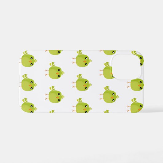 Coque iPhone 12 Mini Dessin d'oiseau vert (Verso Horizontal)