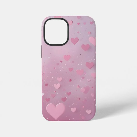 Coque iPhone 12 Mini Douche de cœur rose (Verso)