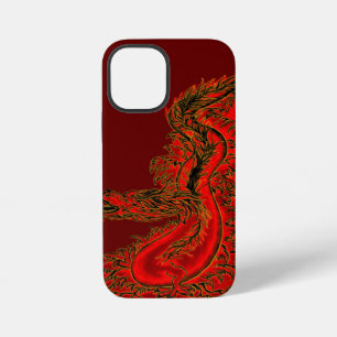 Coque iPhone 12 Mini Dragon chinois design rouge et or