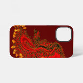 Coque iPhone 12 Mini Dragon chinois design rouge et or (Verso Horizontal)