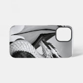 Coque iPhone 12 Mini Dragon noir et blanc (Verso Horizontal)