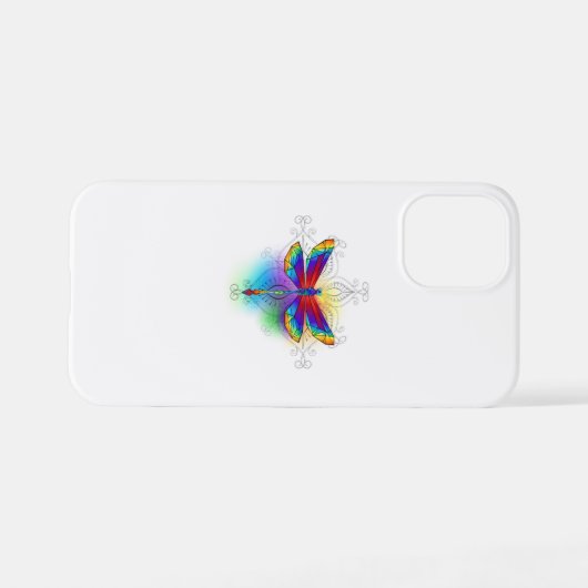 Coque iPhone 12 Mini Dragonfly en arc-en-ciel (Verso Horizontal)