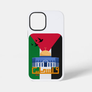 Coque iPhone 12 Mini drapeau de la Palestine texte arabe