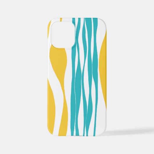 Coque iPhone 12 Mini Ebb et flux - Turquoise & Jaune (Verso)