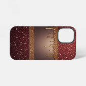 Coque iPhone 12 Mini Élégance de la Goutte de Vin Profond sur Paillette (Verso Horizontal)