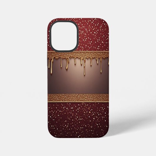 Coque iPhone 12 Mini Élégance de la Goutte de Vin Profond sur Paillette (Verso)