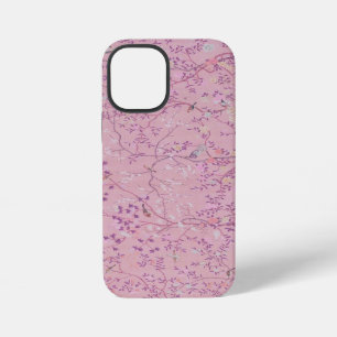 Coque iPhone 12 Mini Élégant floral oiseau chinoiserie rose
