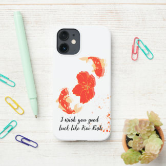 Coque iPhone 12 Mini Elégant poisson Koi et l'art de la Blossom Rouge |