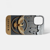 Coque iPhone 12 Mini Emblème d'aigle doré aux ailes déployées (Verso Horizontal)