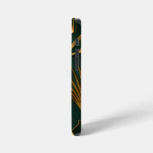 Coque iPhone 12 Mini Étuiphone Art Déco émeraude vert or monogramme (Côté gauche)