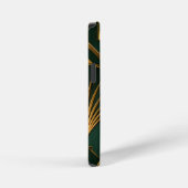 Coque iPhone 12 Mini Étuiphone Art Déco émeraude vert or monogramme (Côté droit)