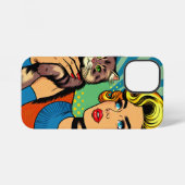 Coque iPhone 12 Mini Femmes et chat de l'art pop de bande dessinée pers (Verso Horizontal)