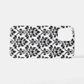 Coque iPhone 12 Mini Feuille Damask Lg Motif noir sur blanc (Verso Horizontal)