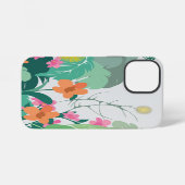 Coque iPhone 12 Mini Feuilles et Fleurs Tropicales Pastel (Verso Horizontal)
