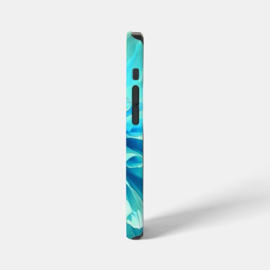 Coque iPhone 12 Mini Fleur bleu clair Dahlia (Côté gauche)