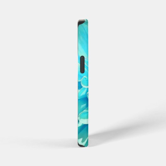 Coque iPhone 12 Mini Fleur bleu clair Dahlia (Côté droit)