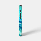 Coque iPhone 12 Mini Fleur de Dahlia Bleu Clair (Côté gauche)