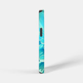 Coque iPhone 12 Mini Fleur de Dahlia Bleu Clair (Côté droit)