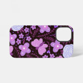 Coque iPhone 12 Mini Fleur papillon rose (Verso Horizontal)