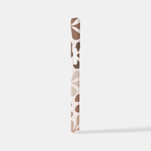 Coque iPhone 12 Mini Fleurs Abstraites (B) Crème Brown de Taupe (Côté droit)