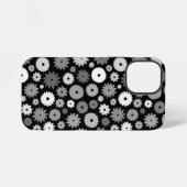 Coque iPhone 12 Mini Fleurs monochromes à motif répétitif (Verso Horizontal)