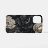 Coque iPhone 12 Mini Fleurs noires et blanches (Verso Horizontal)