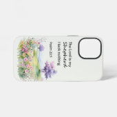 Coque iPhone 12 Mini Fleurs pastel à l'aquarelle Psaume 23 (Verso Horizontal)