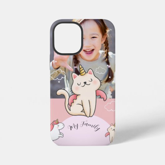 Coque iPhone 12 Mini Fond rose et fille douce (Verso)