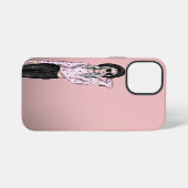 Coque iPhone 12 Mini Fond rose & jolie fille (Verso Horizontal)