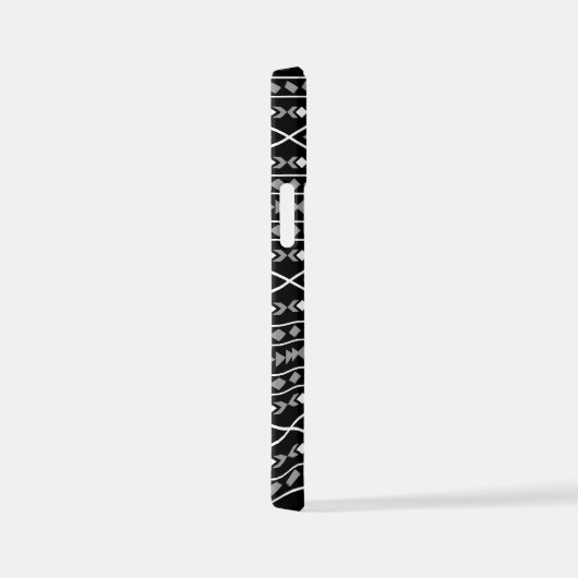 Coque iPhone 12 Mini Formes Aztec Motif gris noir (Côté droit)