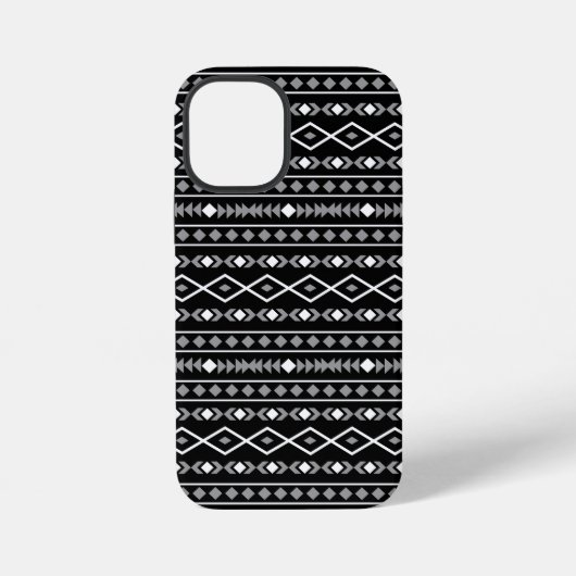 Coque iPhone 12 Mini Formes Aztec Motif gris noir (Verso)