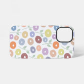 Coque iPhone 12 Mini Fuzzy Flower Rpt Pattern Pastels on White (Verso Horizontal)