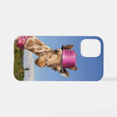 Coque iPhone 12 Mini Giraffe en casquette rose étincelant (Verso Horizontal)