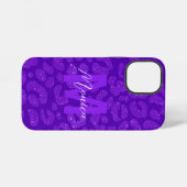 Coque iPhone 12 Mini Girly Purple Glitter Monogram Script Name (Verso Horizontal)