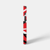 Coque iPhone 12 Mini Graphisme noir, rouge et blanc (Côté gauche)