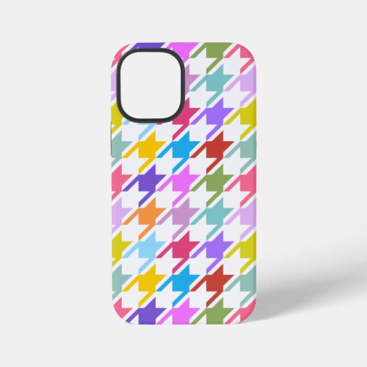 Coque iPhone 12 Mini Houndstooth Multicolor+White Big Motif (Verso)