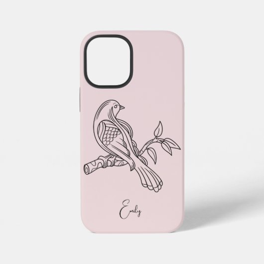 Coque iPhone 12 Mini Illustration d'art Abstrait en ligne simple, Boho (Verso)