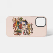 Coque iPhone 12 Mini Illustration de cahier de lecture de chouette mign (Verso Horizontal)