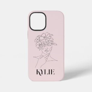 Coque iPhone 12 Mini Illustration de femme en art de ligne simple abstr