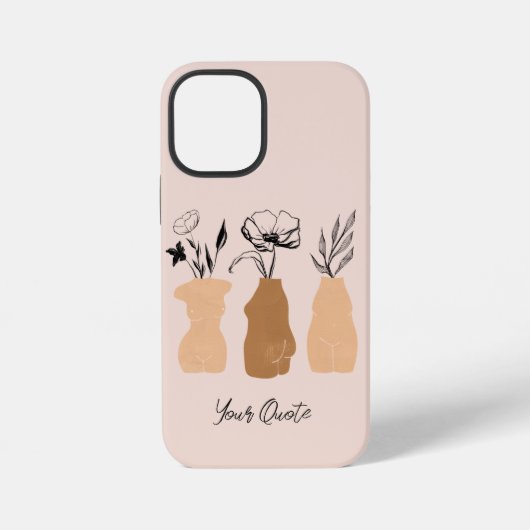 Coque iPhone 12 Mini Illustration de femmes boho abstraites, tons terre (Verso)